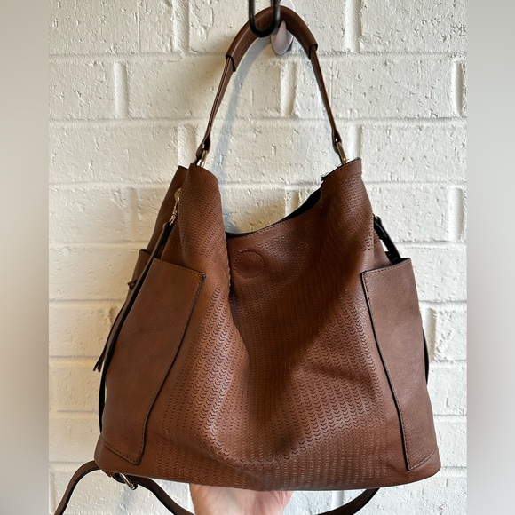 unknown Handbags - Chic Brown Faux Leather Hobo Shoulder Crossbody Bag W/Detachable Crossbody Strap